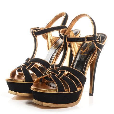 ysl tribute 105 black|105mm Tribute Platform Sandals .